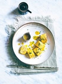 Japanese omelette squares with sweet mustard (Tamagoyaki) 