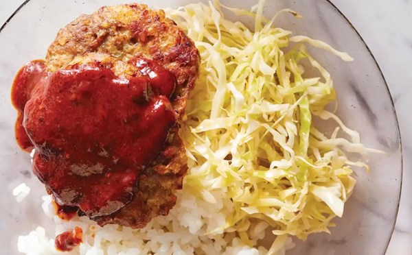 Japanese oven burgers with cabbage salad (Hambāgu)