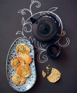 Japanese rice crackers with furikake (Senbei)