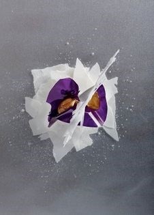 'Japanese rice pudding' umeboshi and white chocolate ice cream, golden honey, violet and coconut