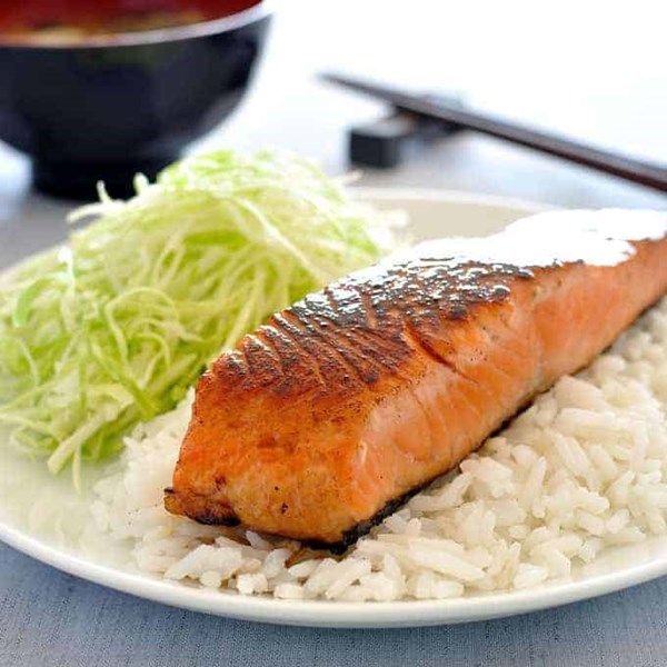 Japanese salmon with mirin and soy sauce