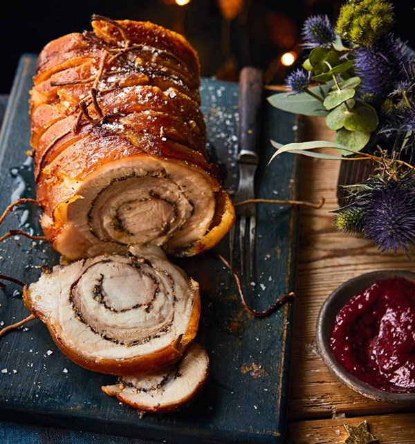 Japanese seven-spice pork belly with cranberry and orange ketchup [Tom Rhodes]