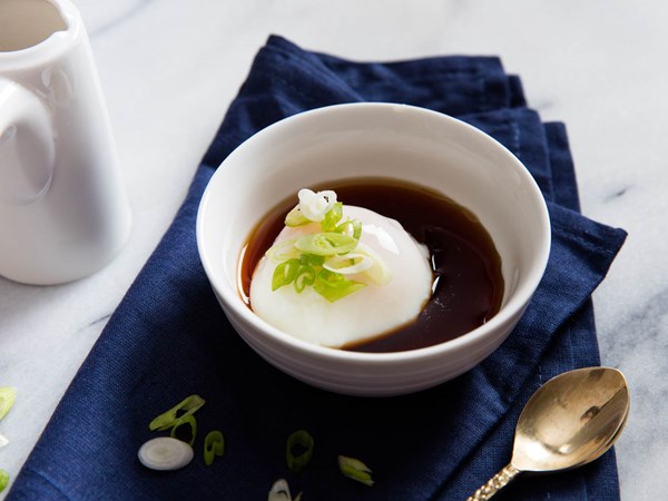 Japanese soft-cooked egg with soy broth (Onsen tamago)