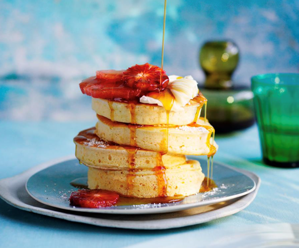 Japanese soufflé pancakes with genmaicha sugar