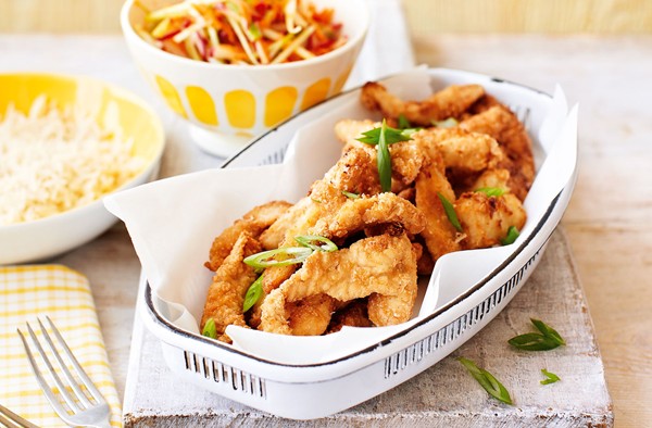 Japanese-style fried chicken with wasabi slaw