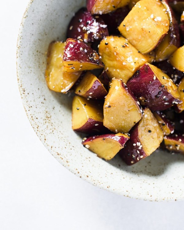 Japanese-style glazed sweet potatoes with sesame