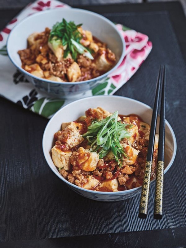 Japanese-style mabo dofu (Tofu with spicy miso pork sauce)