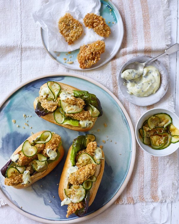 Japanese-style oyster po’boy