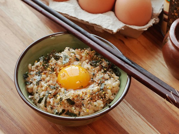 Japanese-style rice with egg (Tamago kake gohan)