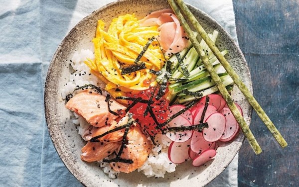 Japanese-style trout with sushi rice