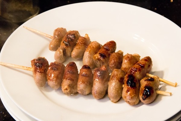 Japanese-style yakitori chicken hearts