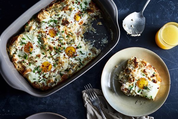 Jay Guerrero's baked eggs with ricotta and onions