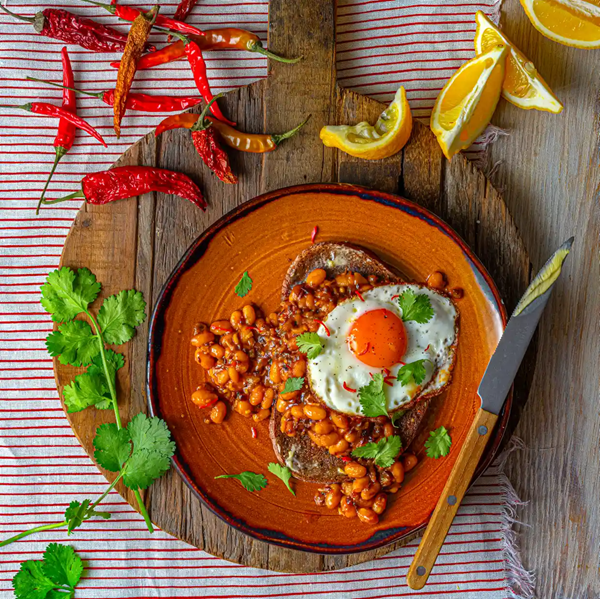 Jazzed-up beans on toast