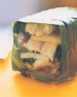 Jellied eel terrine with a caper dressing