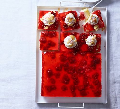 Jelly and custard trifle squares