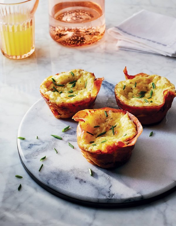 Jenny's egg puffs with prosciutto bottoms