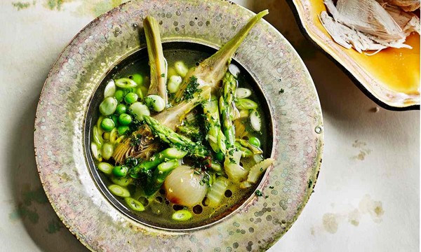 Jeremy Lee’s poached chicken and spring vegetable stew