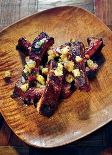 Jerk baby back ribs with pineapple salsa