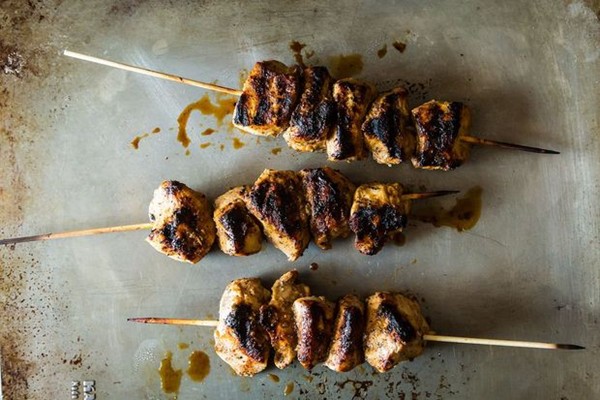 Jerk chicken kebabs