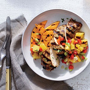 Jerk chicken with grilled pineapple salsa
