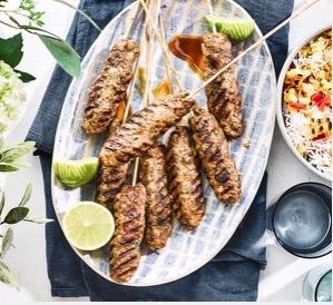 Jerk-ish pork skewers