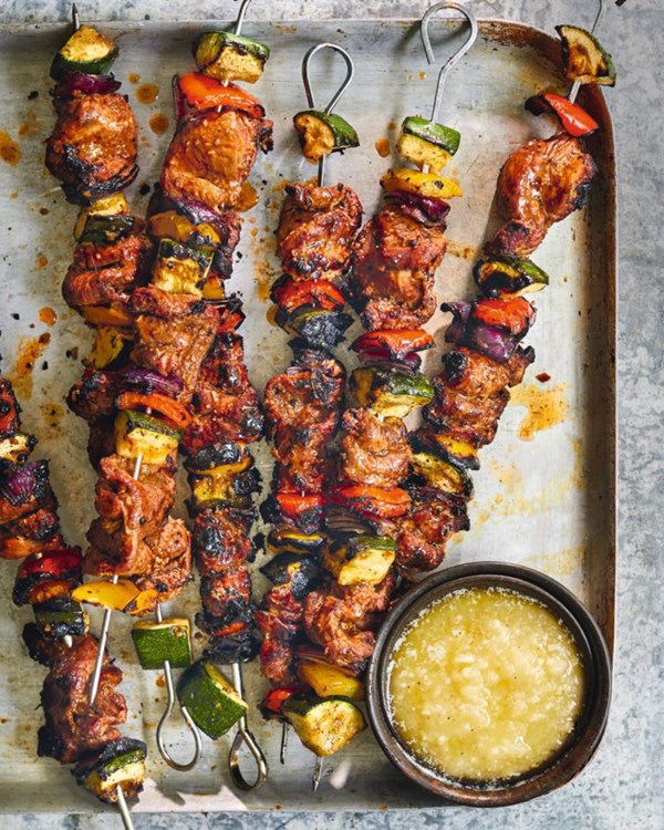 Jerk lamb skewers with garlic sauce [Maureen Tyne]