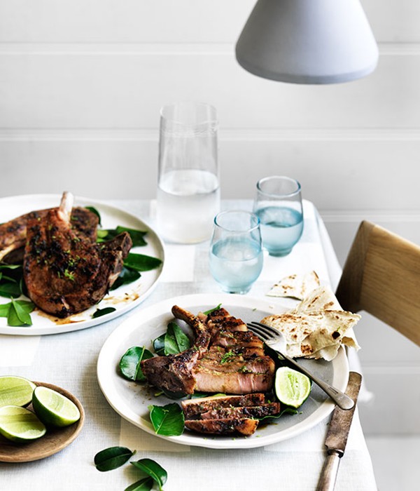 Jerk pork chop with lime