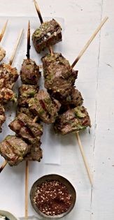 Jerked beef kebabs