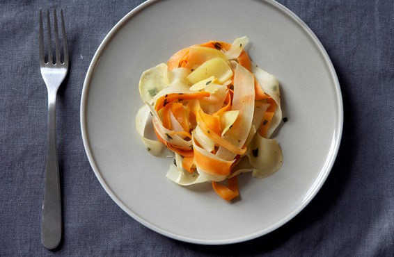 Jerry Traunfeld's root ribbons with sage