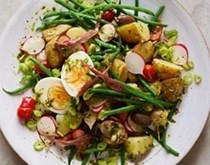Jersey Royal, green bean, salad onion & anchovy salad with pesto dressing