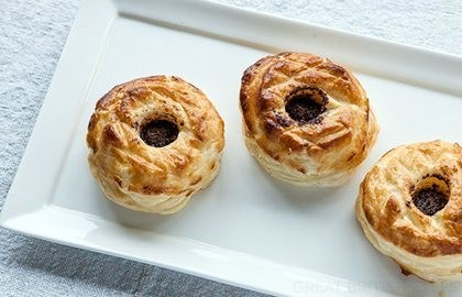 Jersey Royal potato and chocolate pastries