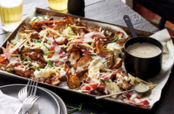 Jerusalem artichoke poutine with chicken-skin gravy