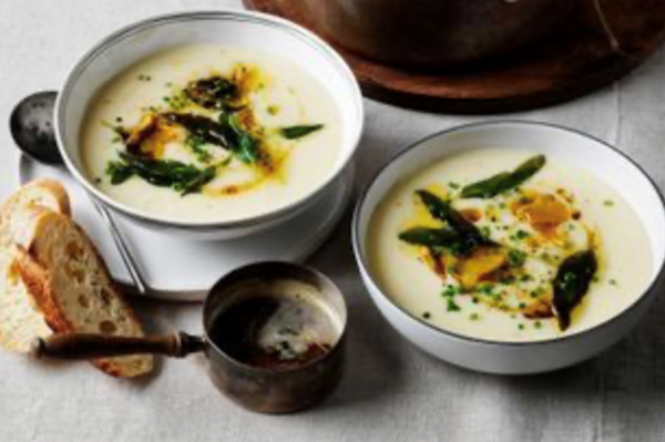 Jerusalem artichoke velouté with chestnut and sage beurre noisette