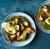 Jerusalem artichokes with mozzarella and herb salsa