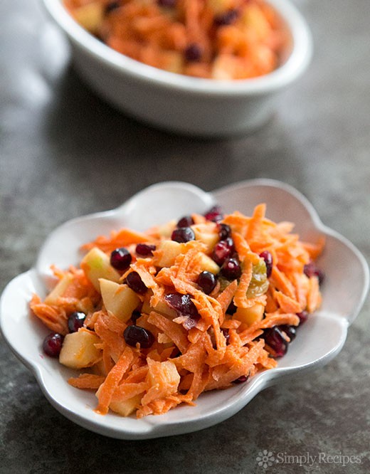 Jeweled carrot salad with apple and pomegranate