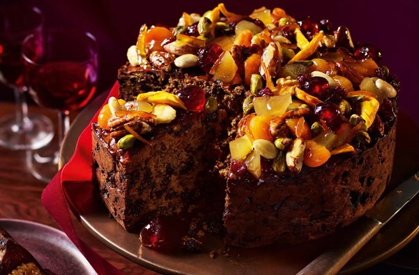 Jewelled fruit & nut Christmas cake
