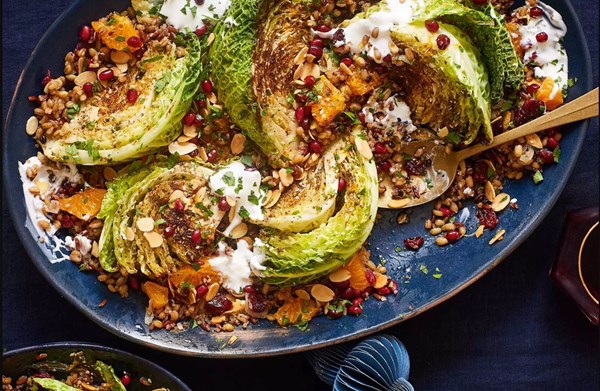 Jewelled grain salad with spiced cabbage