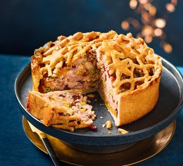 Jewelled pork & pistachio pie