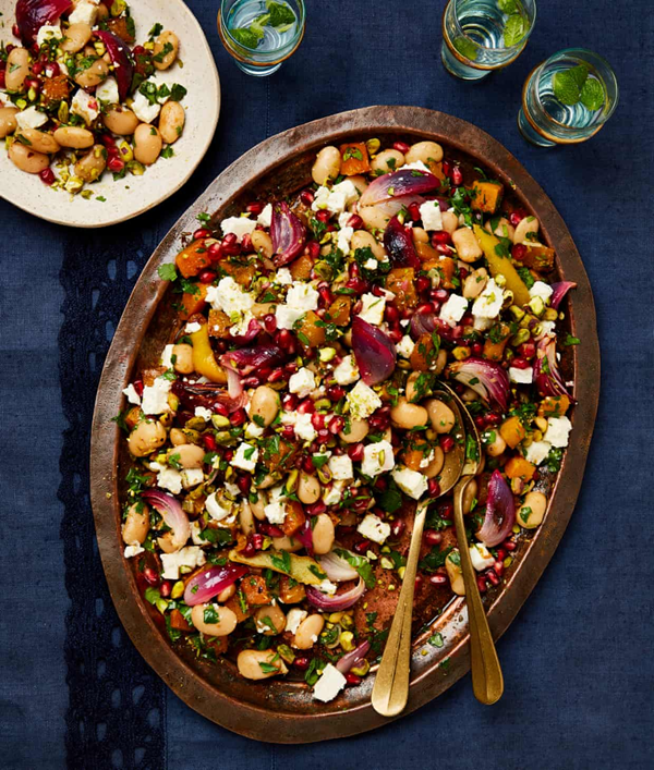 Jewelled winter salad with butter beans