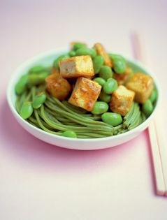 Jody's green tea noodles with tofu