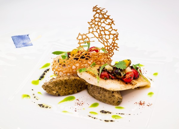 John Dory fillet with aubergine caviar and avocado oil