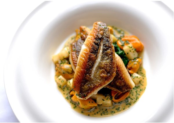 John Dory with mussels, celeriac & apple [William Drabble]