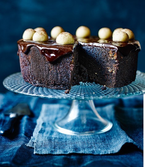 John Whaite's sour cherry and chocolate simnel cake with hazelnut marzipan