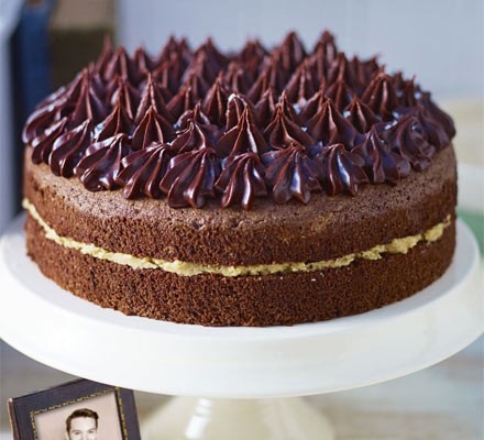 John's chocolate chiffon cake with salted caramel butter cream