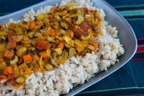 Jollof rice with black-eyed peas