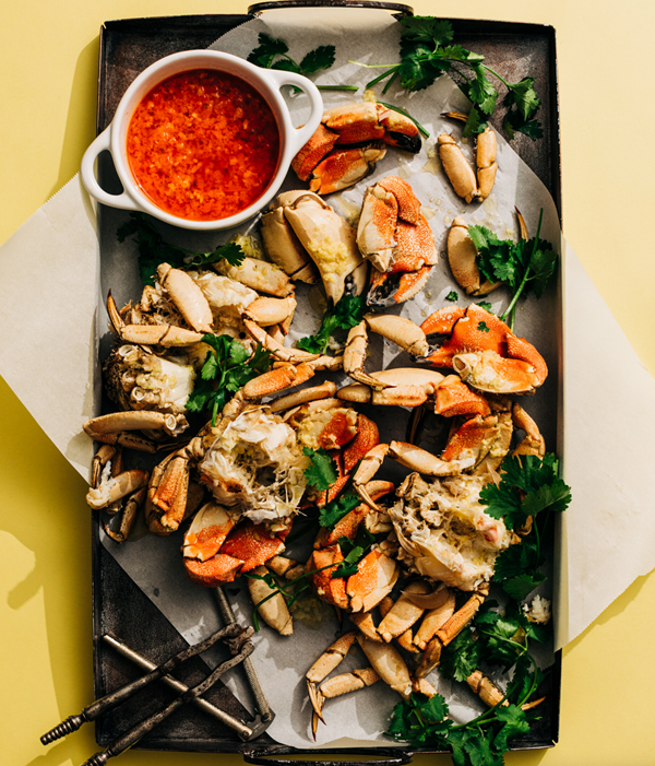 Jonah crabs with ginger butter and chili-garlic vinegar