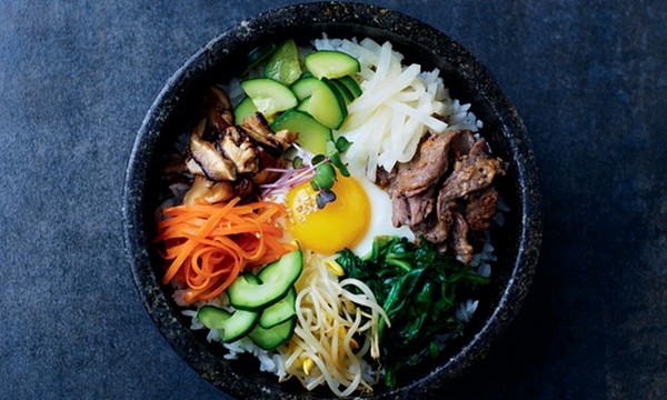 Jordan Bourke and Rejina Pyo’s mixed rice with vegetables and beef (Bibimbap)