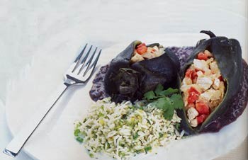 Juana's chicken-stuffed poblanos