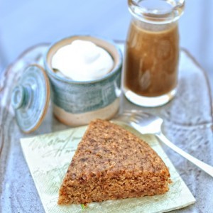 Judy Barnett’s apple-pecan cake with warm caramel sauce