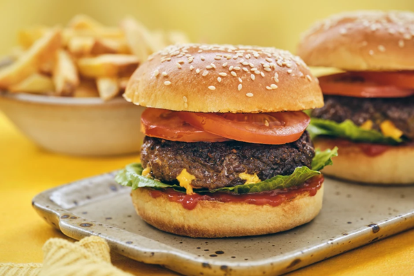 Juicy Lucy burgers stuffed with cheese & pickle
